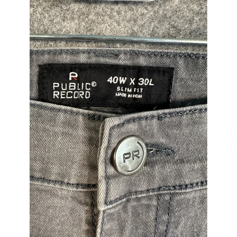Public Record Mens Gray Slim Fit Stretch Denim Jeans 40W x‎ 30L RN149158
